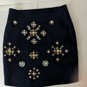 H&M mini  skirt with rhinestone snow flake pattern